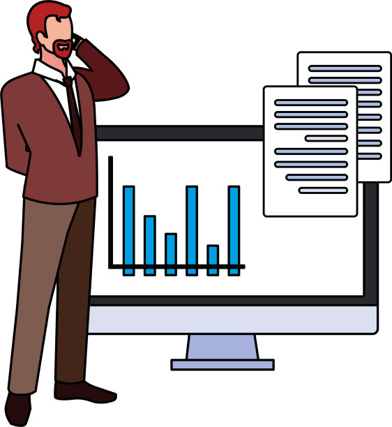 白色电脑屏幕的商人图片下载