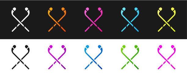 冰球杆图标黑白背景矢量图图片下载