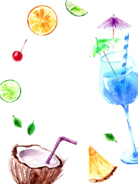 手绘水彩食品饮料插图图片下载