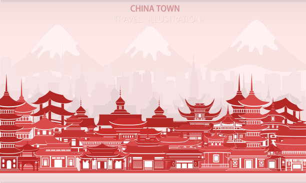 矢量贺卡与中国传统房屋图片下载