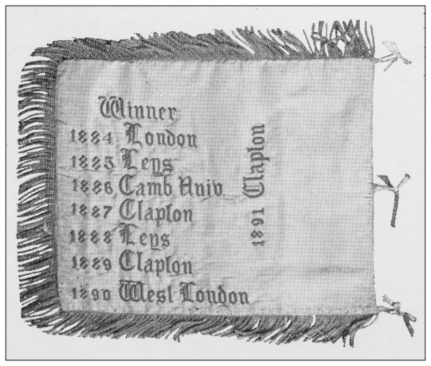 古董黑白照片的运动，运动员和休闲活动在19世纪:长曲棍球奖杯旗图片下载