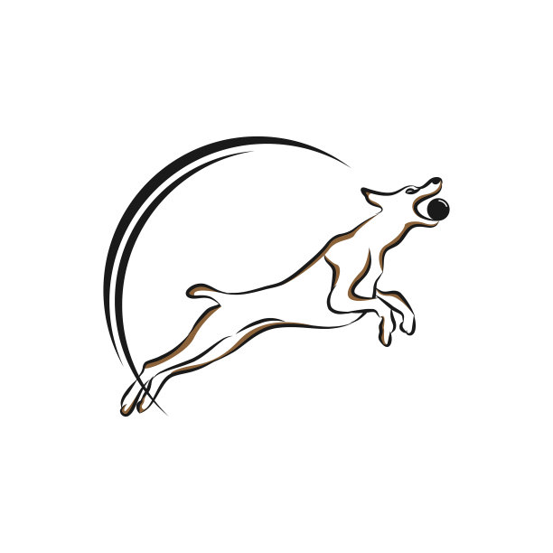 快乐的狗黑色的轮廓玩球图片下载