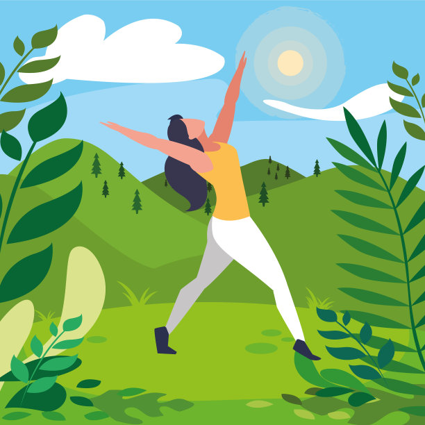 女人在户外练习瑜伽的背景图片下载