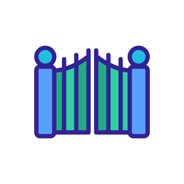 铁艺大门图标矢量轮廓插图图片下载