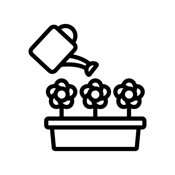 浇花罐图标矢量轮廓插图图片下载
