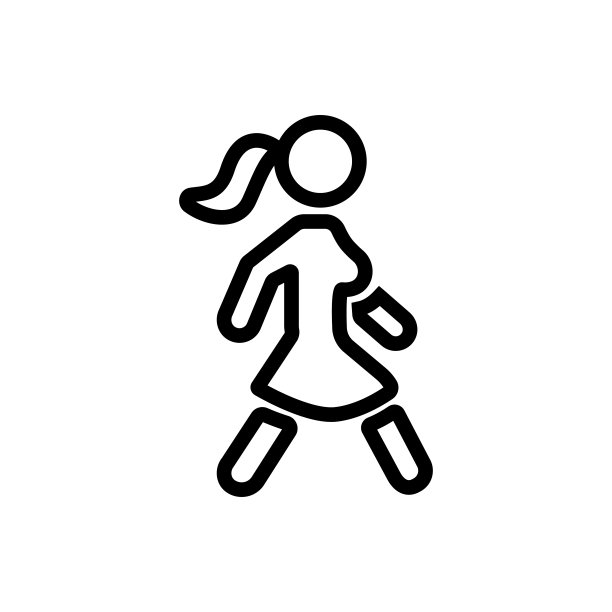 行走移动女孩图标矢量轮廓插图图片下载
