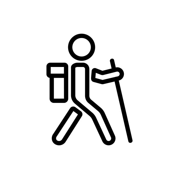 行走的人旅行与设备图标矢量大纲插图图片下载