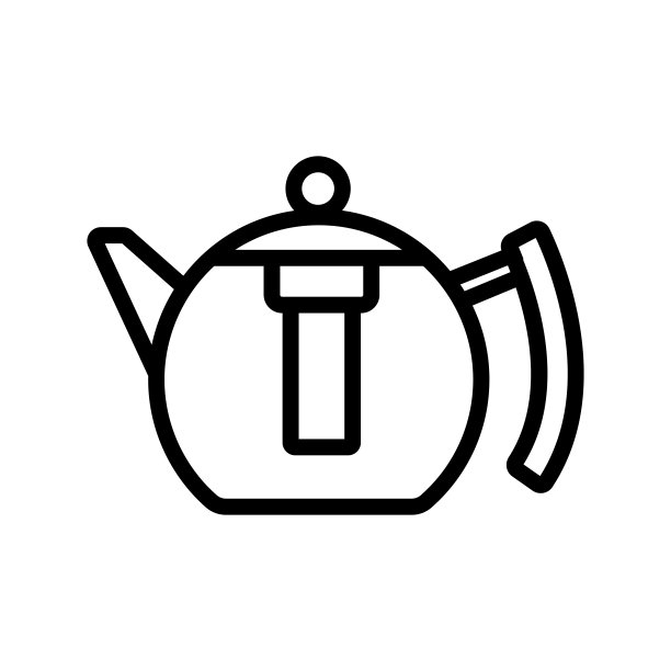 按下茶壶图标矢量轮廓插图图片下载