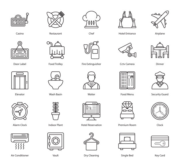 酒店服务系列图标包图片下载