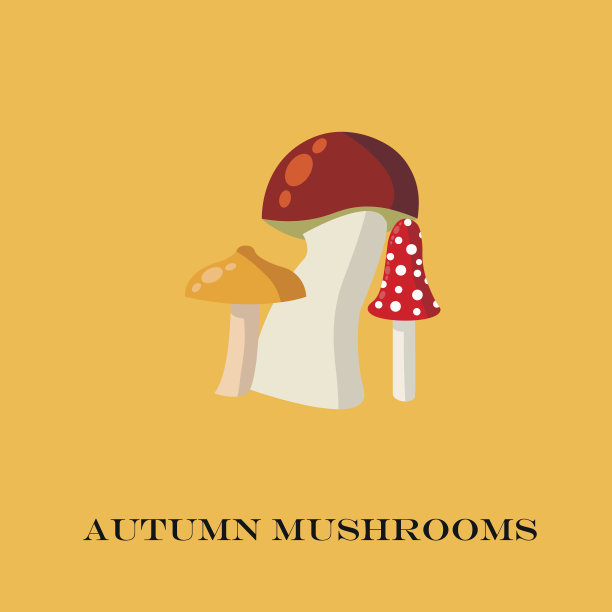 黄色背景上的蘑菇。矢量插图。图片下载