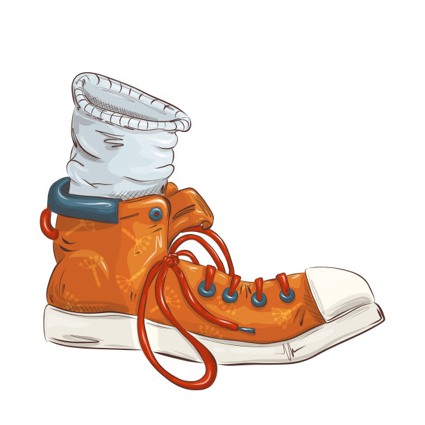 适合旅行和快步行走的鞋子。卡通风格。图片下载