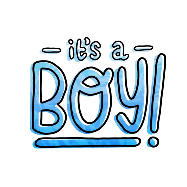 这是一个男孩的性别揭示怀孕出生卡打印在古怪的渐变字母设计的白色背景。主要的颜色是橙色、黄色和红色。这幅图像是用数字技术生成的。对于男孩，女孩，朋友，家庭图片下载