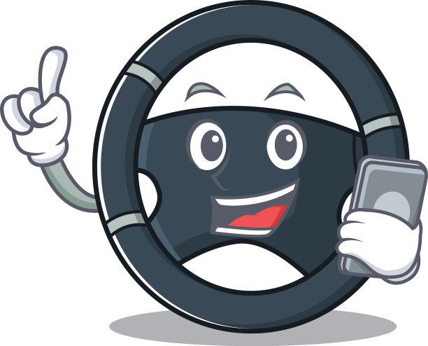 卡通设计的汽车转向讲话的电话图片下载