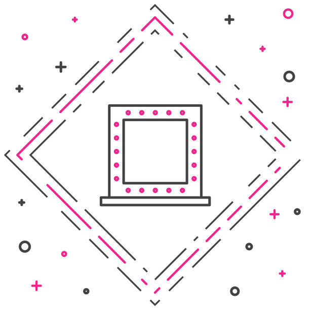 线化妆镜与灯光图标隔离在白色背景。色彩斑斓的轮廓的概念。矢量图图片下载