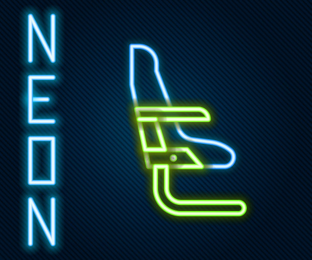 发光的霓虹灯线飞机座位图标孤立在黑色背景。色彩斑斓的轮廓的概念。矢量图图片下载