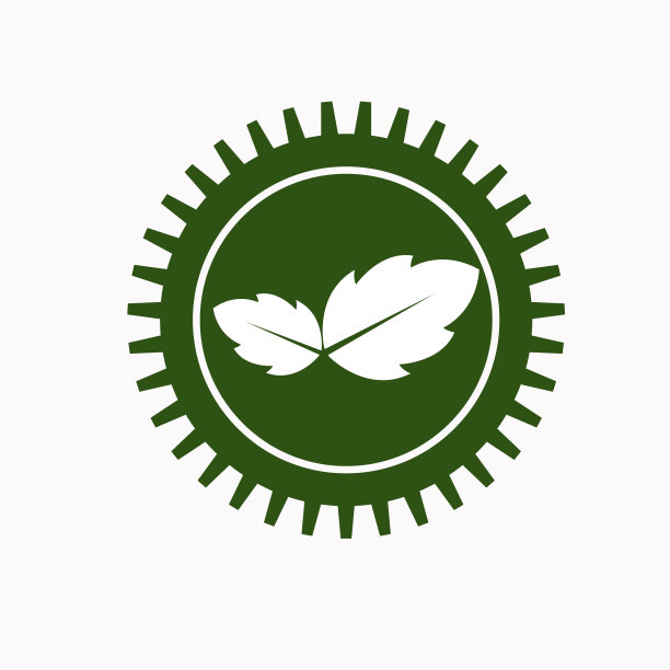 齿轮和叶子标志向量图片下载