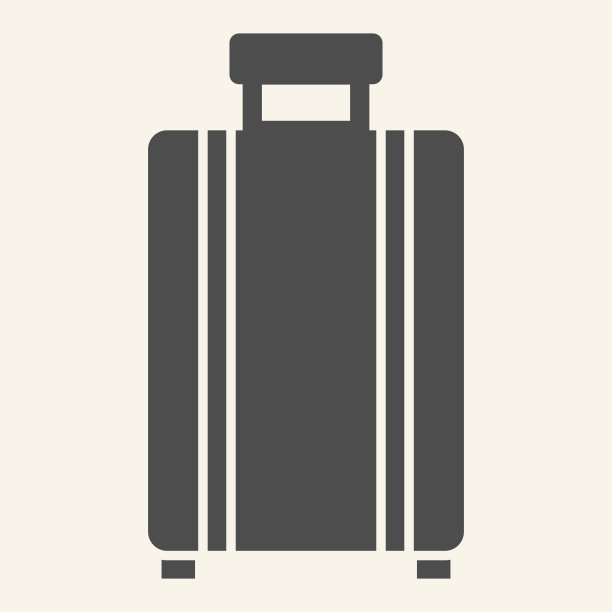 行李坚实的图标。旅行箱符号，象形文字风格的象形文字上的米色背景。行李标志的移动概念和网页设计。矢量图形。图片下载