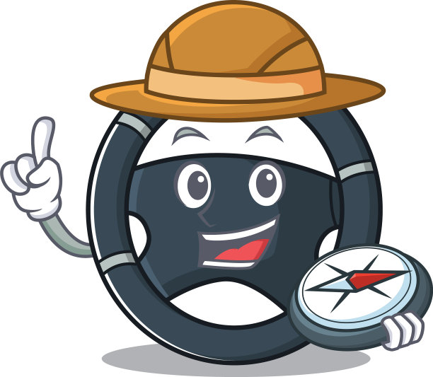 汽车转向程式化的探险家有一个指南针图片下载