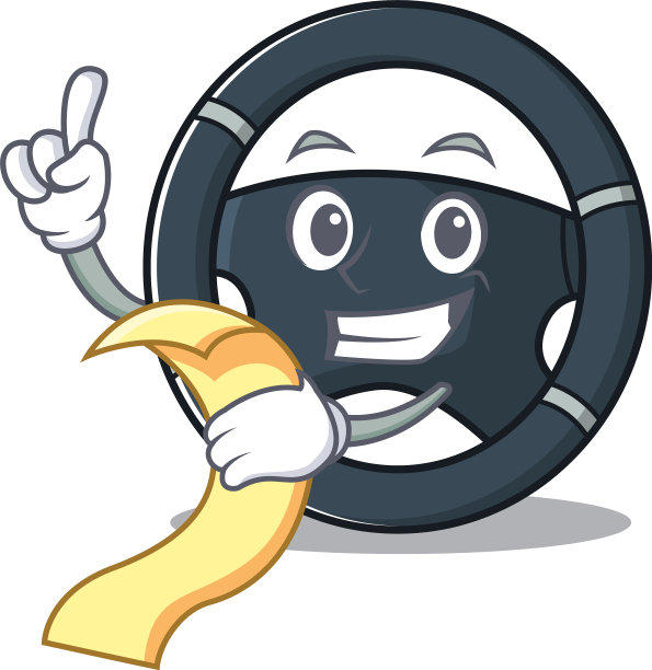 一个有趣的卡通人物汽车转向与一个图片下载