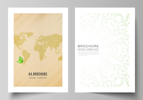 矢量布局A4格式封面模型设计模板的小册子，传单，小册子，封面设计，书设计，小册子封面。拯救地球地球概念。可持续发展全球概念。图片下载