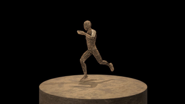 3D奔跑的人循环木材图片下载