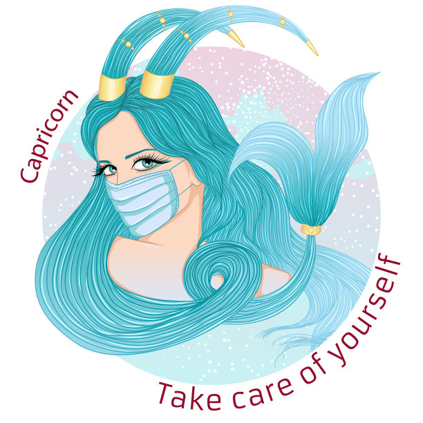 星座摩羯座肖像在面具图片下载