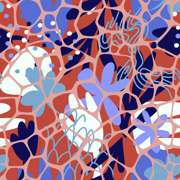 植物无缝图案制成的有机涂鸦形状。现代剪纸风格，平面设计。花的背景。图片下载