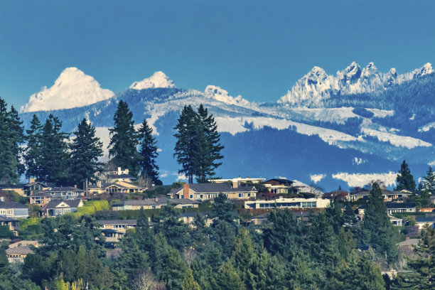 华盛顿贝尔维尤雪山屋图片下载