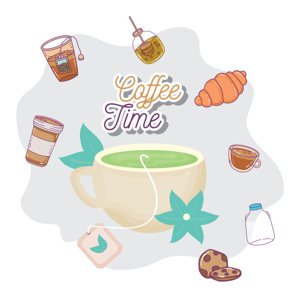 茶杯香草面包饼干牛奶蜂蜜新鲜图片下载