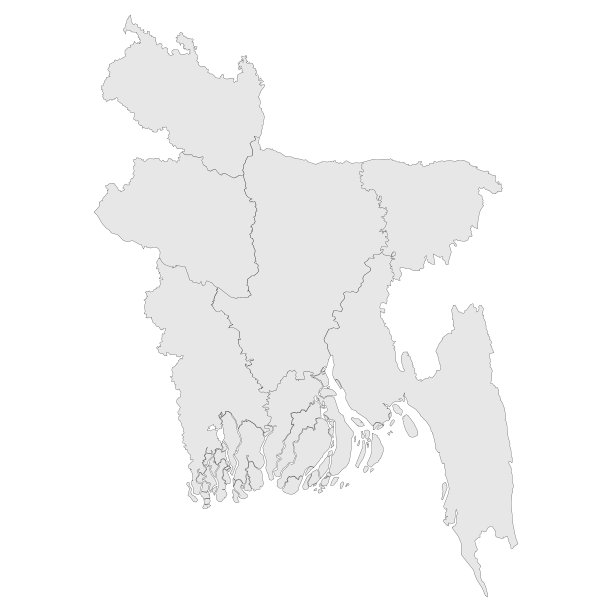 孟加拉国地图与边界矢量背景。图片下载