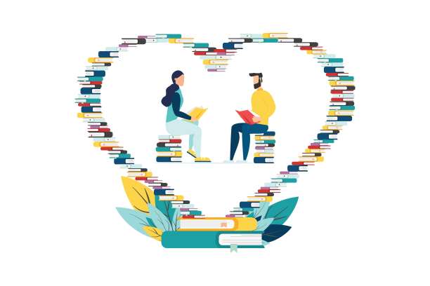 教育向量。人们通过读书来学习，获得知识。为学生设计网络作文。爱书之心，书之心。图片下载