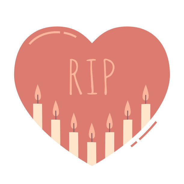 心中的蜡烛。悲伤，失去，死亡的概念。矢量插图手绘涂鸦风格图片下载