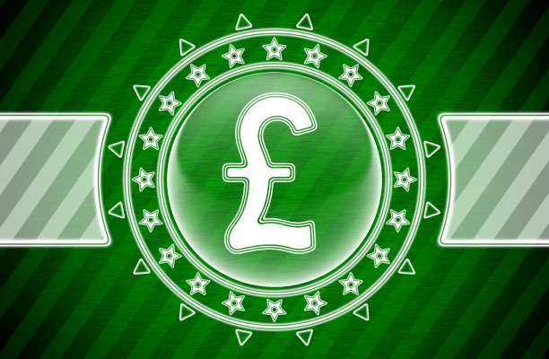 磅图标在圆形和绿色条纹的背景。插图。图片下载