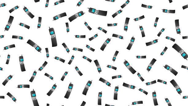 无缝模式的复古旧潮手机从70年代，80年代，90年代，2000年代在一个白色的背景图片下载