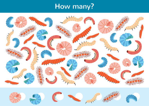 儿童数数游戏的卡通毛毛虫。图片下载