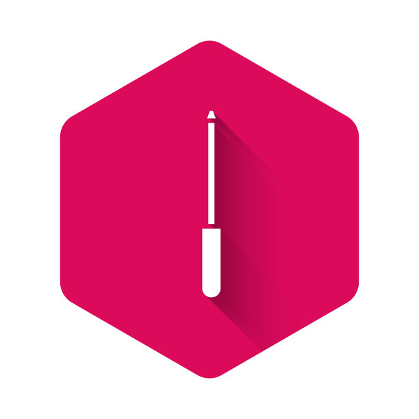 白色磨刀器图标孤立与长阴影。粉红色的六角按钮。矢量图图片下载