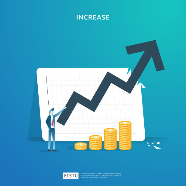 财务绩效的概念。企业利润随成长箭头和人的性格而增长。收入工资率以美元为符号增长边际收入。投资回报ROI矢量图图片下载