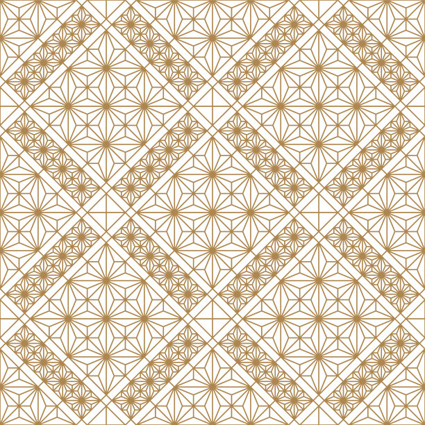 金色和白色的无缝几何图案。日本风格的久美子。图片下载