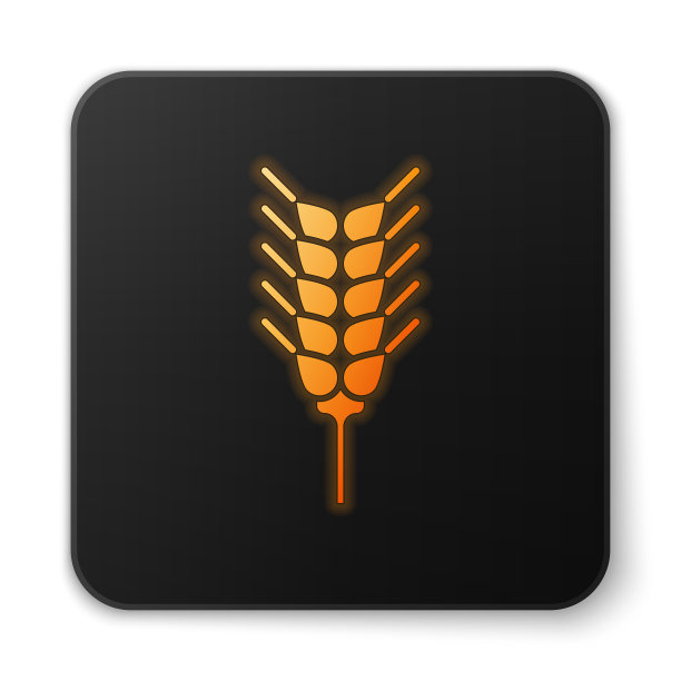 橙色发光的霓虹灯谷物与大米小麦图片下载