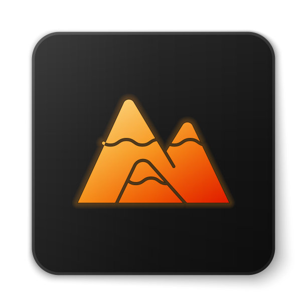 橙色的霓虹灯山图标孤立图片下载