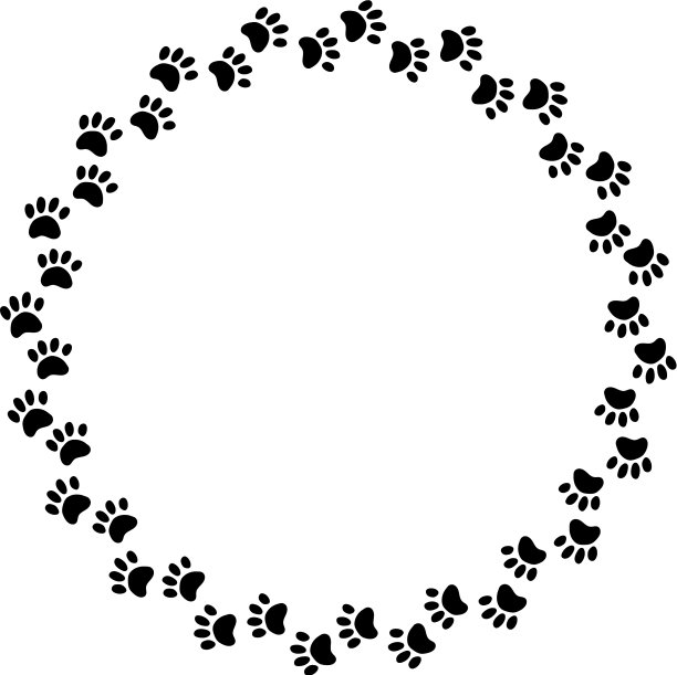 爪印黑色剪影花环装饰品图片下载