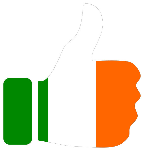 用爱尔兰国旗竖起大拇指图片下载