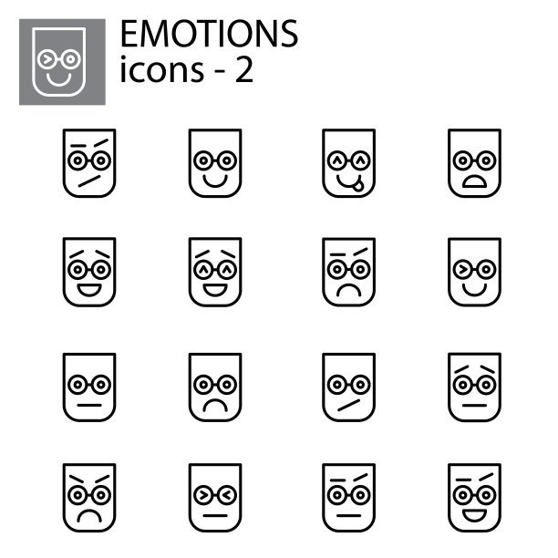 创意矢量图标集-表情符号。一组笑脸图标:不同的情感。矢量图标的笑脸图片下载