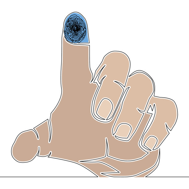 平面连续线手触手势概念图片下载