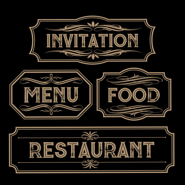 复古框架黄金设置餐厅酒吧食物菜单图片下载