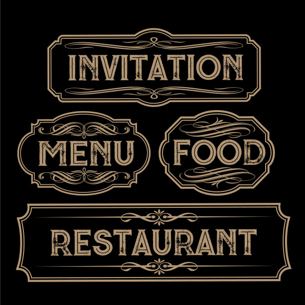 复古框架黄金设置餐厅酒吧食物菜单图片下载