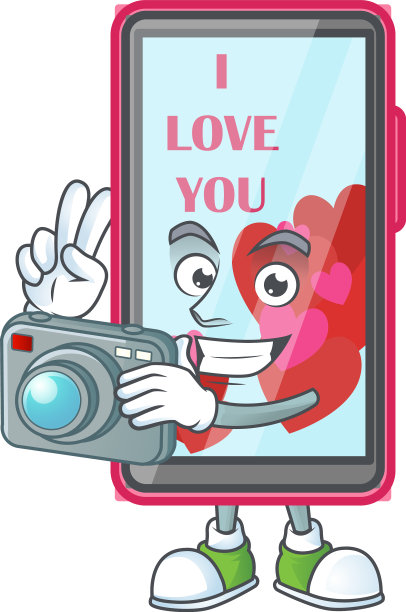 酷摄影师智能手机爱字符与一个图片下载