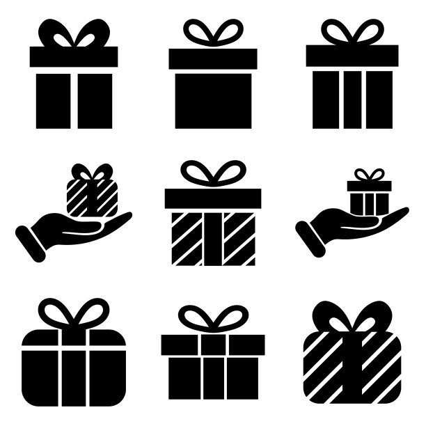 礼品集图标，标志孤立在白色背景图片下载