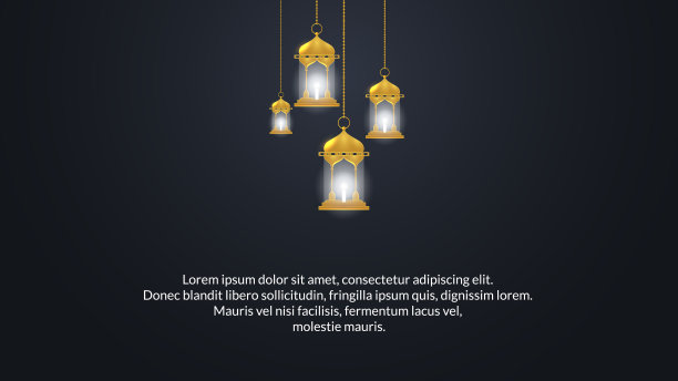 深色奢华伊斯兰背景与金色元素。斋月kareem独家背景。金色的月亮和金色的灯笼。伊斯兰溢价背景概念图片下载