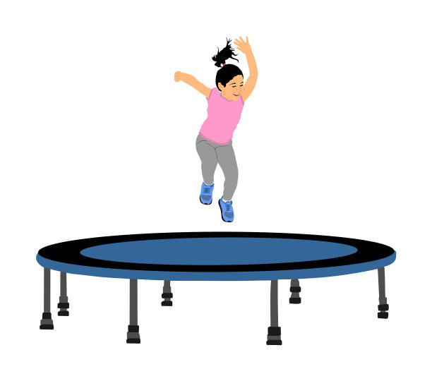 女孩在蹦床上跳图片下载